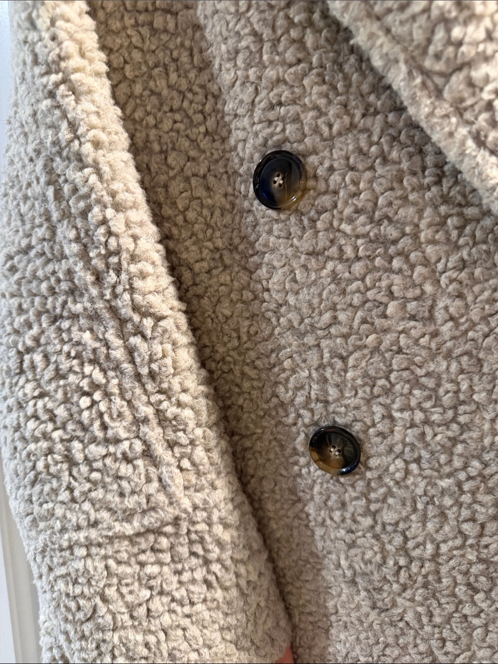 Reiss Cream Sherpa Double-Breasted Teddy Coat - Picture 3 of 4